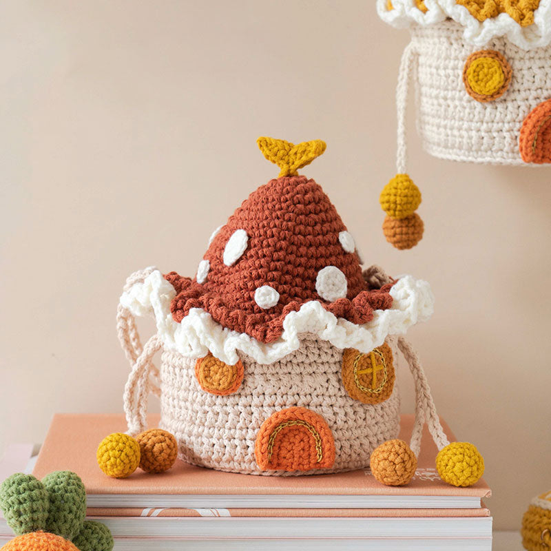 Parent-child Mushroom House DIY Crochet Material Kit(Free Video Tutorials and Patterns Included!)