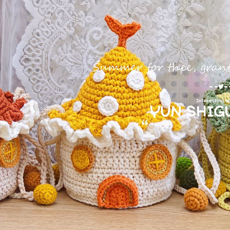 Parent-child Mushroom House DIY Crochet Material Kit(Free Video Tutorials and Patterns Included!)