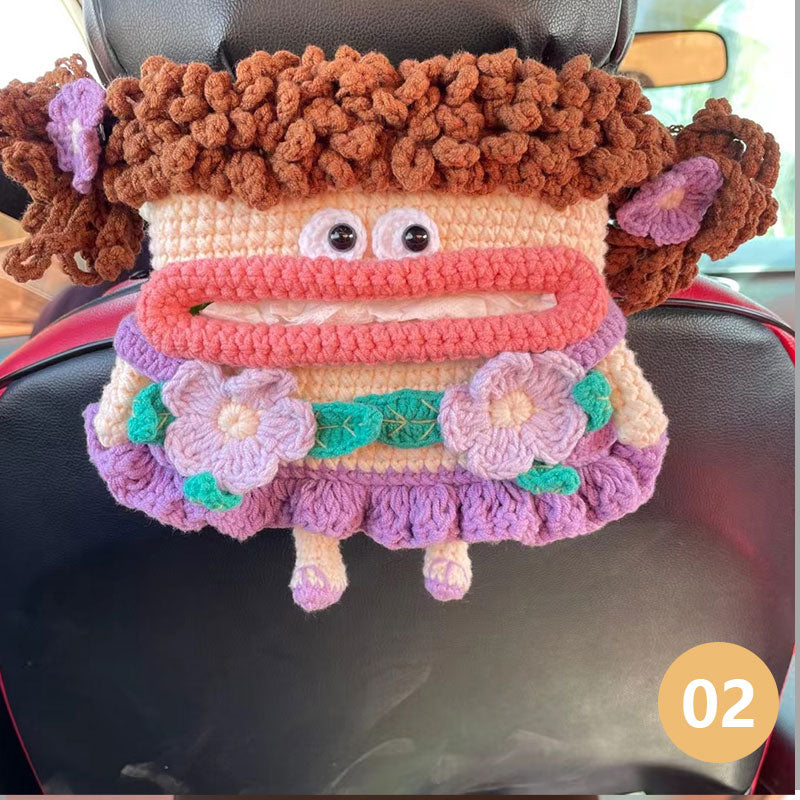 Hand-Crocheted Wool Tissue Box Cover for Car